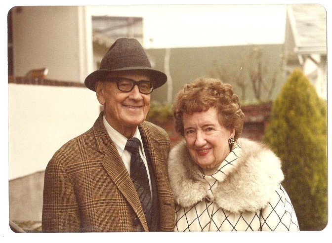 Architect and builder Albert Hugh Irwin and his wife Ruth Marie Irwin. Taken in 1973. Photo courtesy of Paul Crocker, A.H. Irwin Collection.